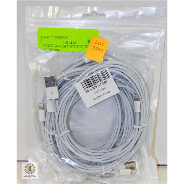 NEW 6 PACK OF USB CABLE APPLE LIGHTNING