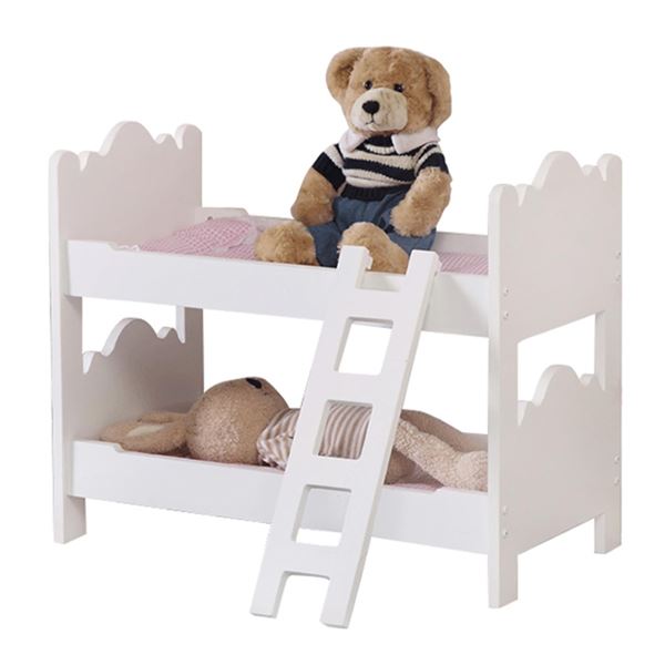 NEW HILIROOM WOODEN WHITE DOLL BUNK BED 56X32X9CM