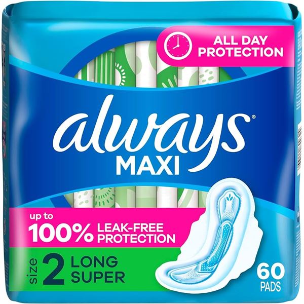 NEW 60 PADS ALWAYS MAXI LONG SUPER FLEXI WINGS