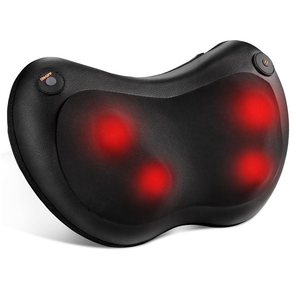 NEW SHIATSU NECK AND BACK MASSAGER PILLOW WITH HEA