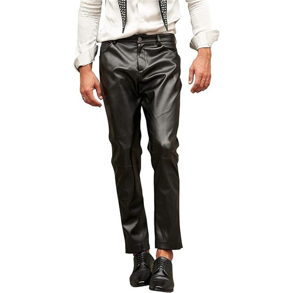 NEW SETA APPAREL MENS LEATHER PANTS BLACK