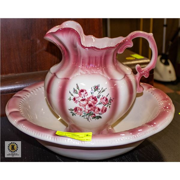 CERAMIC WASH JUG H-11" W/MATCHING BASIN DIAM-16"