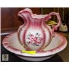 Image 1 : CERAMIC WASH JUG H-11" W/MATCHING BASIN DIAM-16"