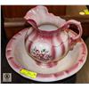 Image 2 : CERAMIC WASH JUG H-11" W/MATCHING BASIN DIAM-16"
