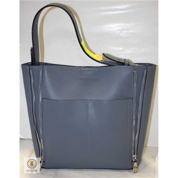 NEW LOUENHIDE HANDBAG,GREY/BLUE, STUD FT