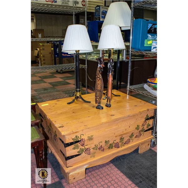 SOLID WOOD 27X38 COFFEE TABLE WITH INSIDE STORAGE
