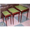 VINTAGE SOLID WOOD 3PC NESTING TABLE SET
