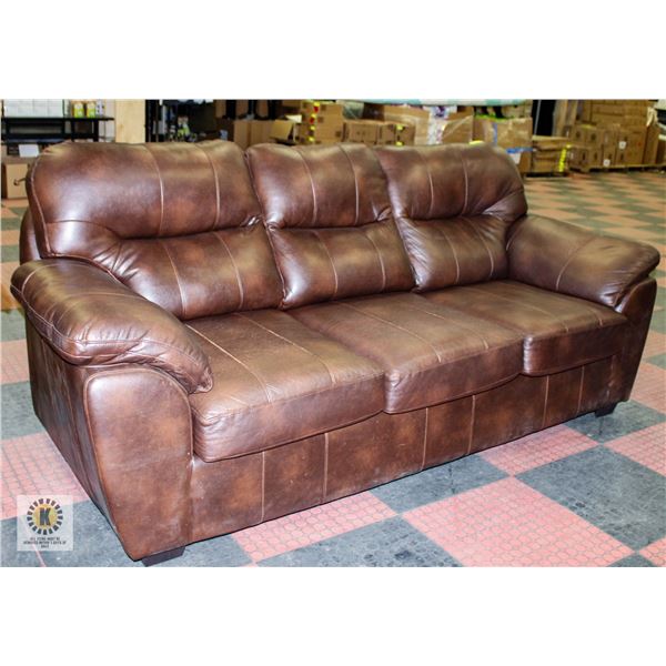 ESTATE LEATHER 3 CUSHION FULL SOFA -DARK