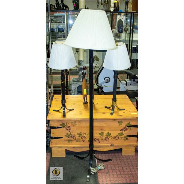 LAMP SET OF 3 METAL. INCLUDES ONE FLOOR TWO TABLE