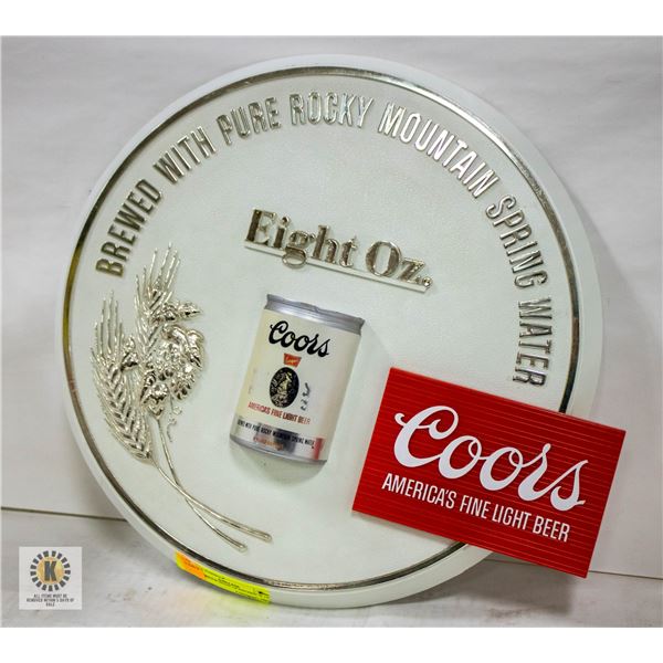 COORS BEER SIGN 14 INCHES X 15 INCHES