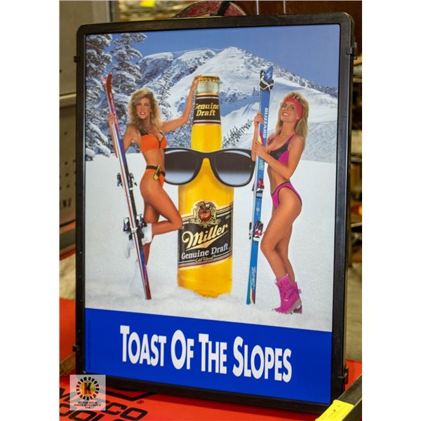 MILLER BEER LIGHTED SIGN WORKS 15" X 20"