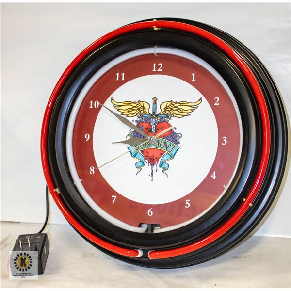 BON JOVI LIGHTED CLOCK WORKS 15 INCHES