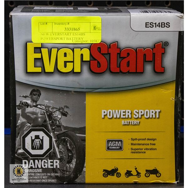NEW EVERSTART ES14BS POWERSPORT BATTERY