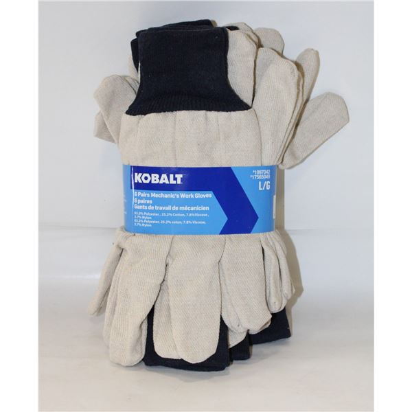 NEW 6 PACK KOBALT COTTON WORKGLOVES