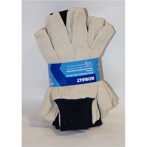 NEW 6 PACK KOBALT COTTON WORKGLOVES