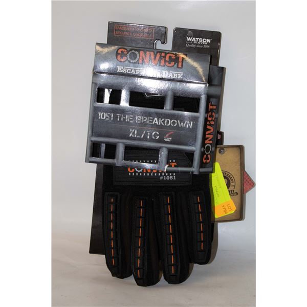 NEW WATSON CONVICT XL WORK GLOVES
