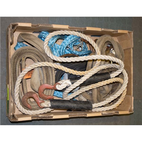 FLAT OF ASST'D HD TOW ROPES & STRAPS