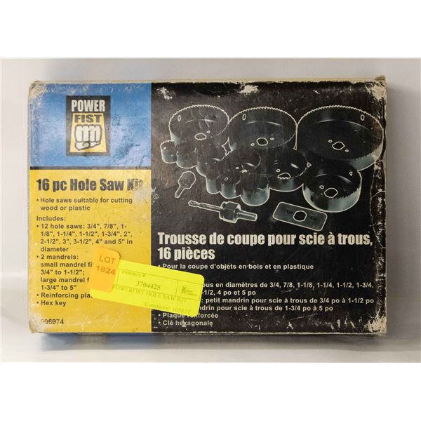 16PC POWERFIST HOLE SAW KIT