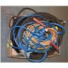 Image 1 : LARGE FLAT OF BOOSTER CABLES/ HOSE/ TROUBLE LIGHT,