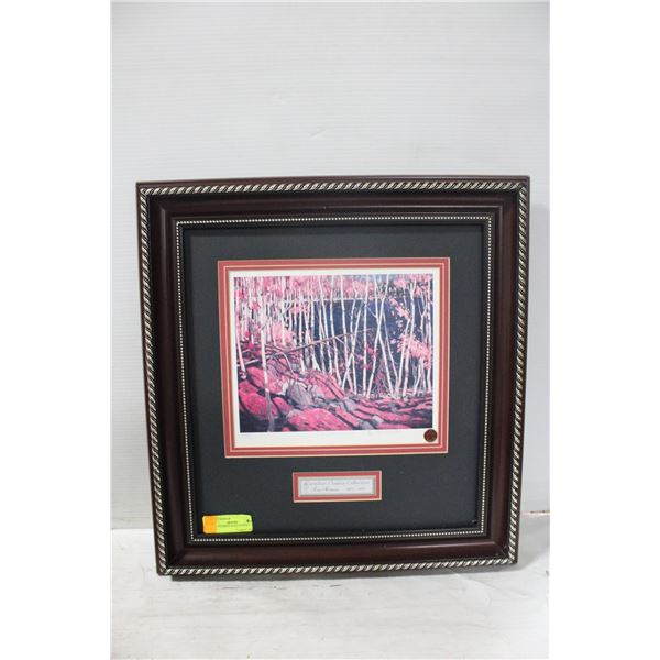 TOM THOMSON FRAMED PICTURE 20" X 21"