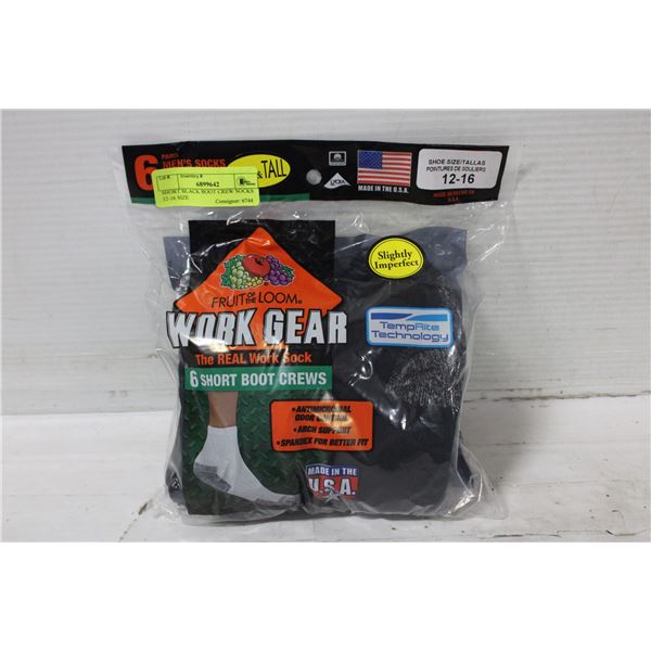 SHORT BLACK BOOT CREW SOCKS 12-16 SIZE
