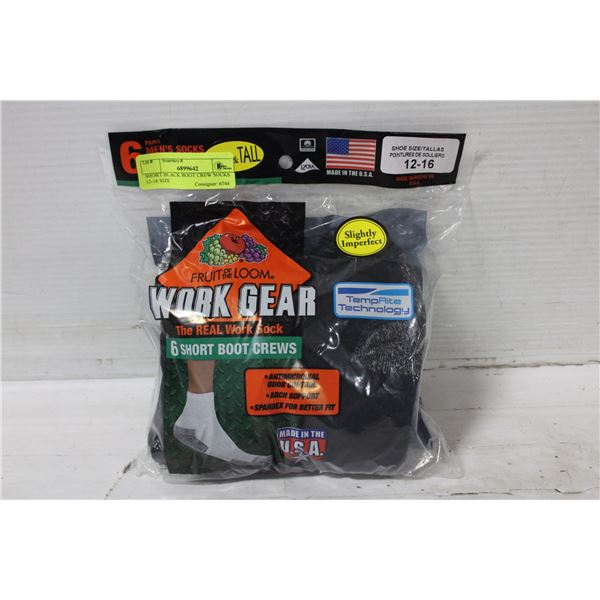 SHORT BLACK BOOT CREW SOCKS 12-16 SIZE
