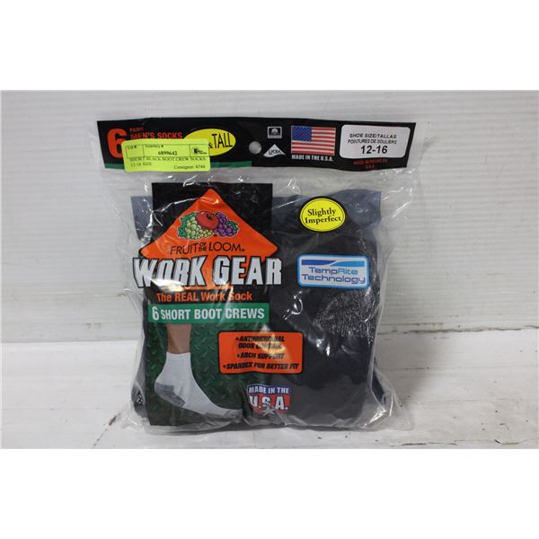 SHORT BLACK BOOT CREW SOCKS 12-16 SIZE