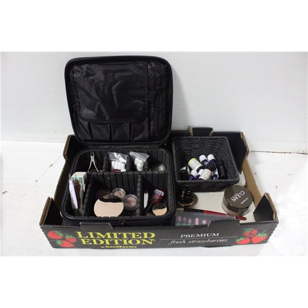 FLAT WITH BLACK MAKEUP CASE WITH MAKEUP,