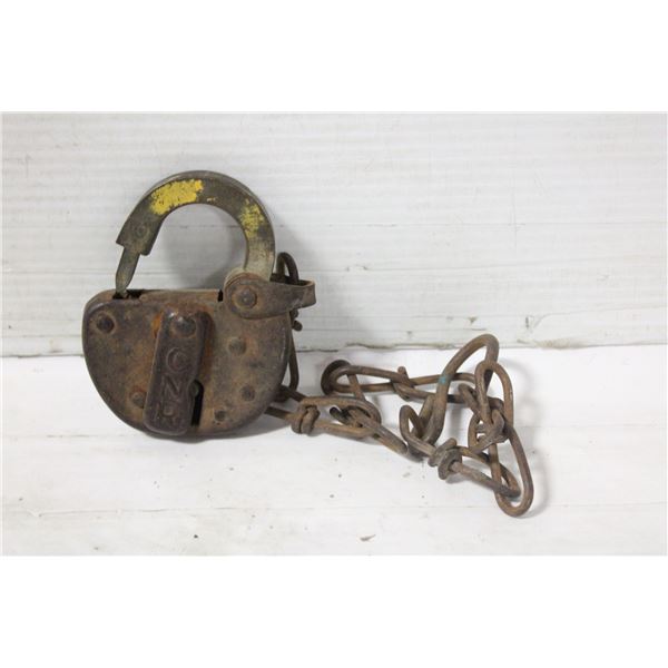 ANTIQUE C N R RAIL CAR LOCK