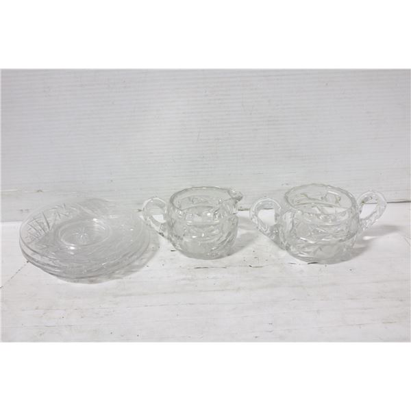 ESTATE CRYSTAL CREAM + SUGAR DISHES +
