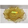 Image 1 : AMBER DEPRESSION GLASS DISH 9 IN DIAMETER