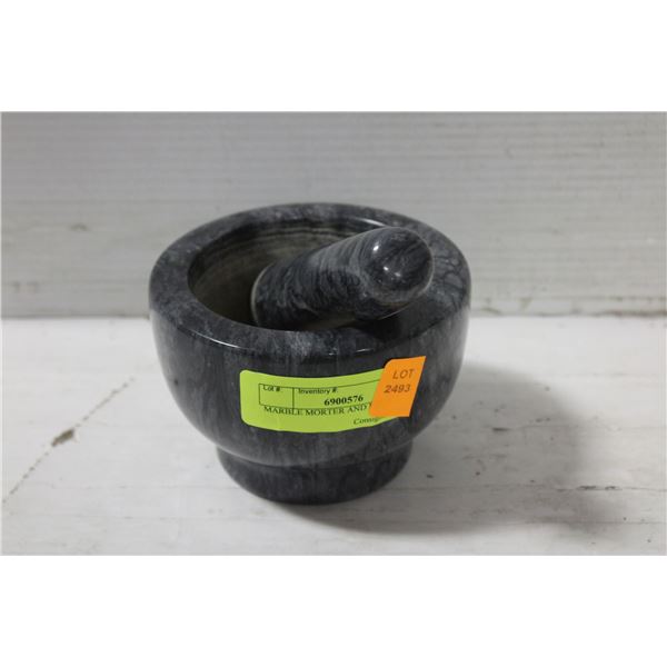 MARBLE MORTER AND PESTLE