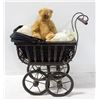 Image 1 : VERY OLD HANDMADE CARRIAGE WITH OLD BEAR ON