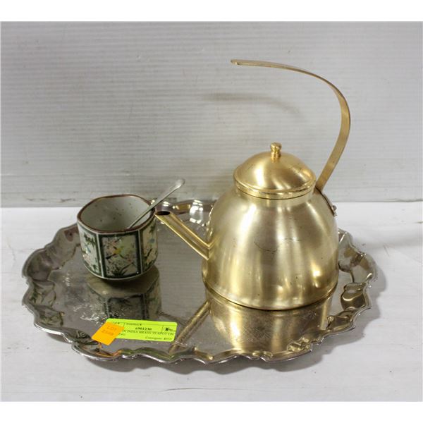 MADE IN INDIA BRASS TEAPOT ON SERVING