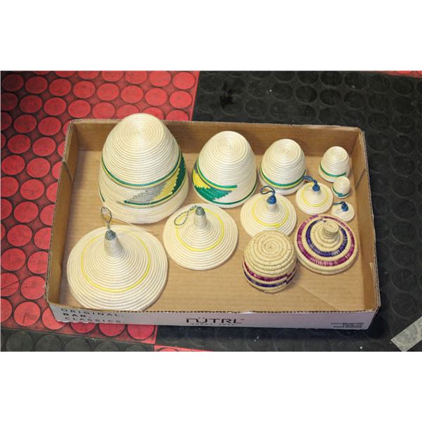 HAND WOVEN STACKING BASKETS ALL WITH