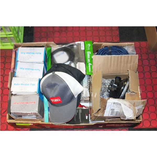 BOX OF PRODUCTS INCLUDES AUTO HEATER FANS