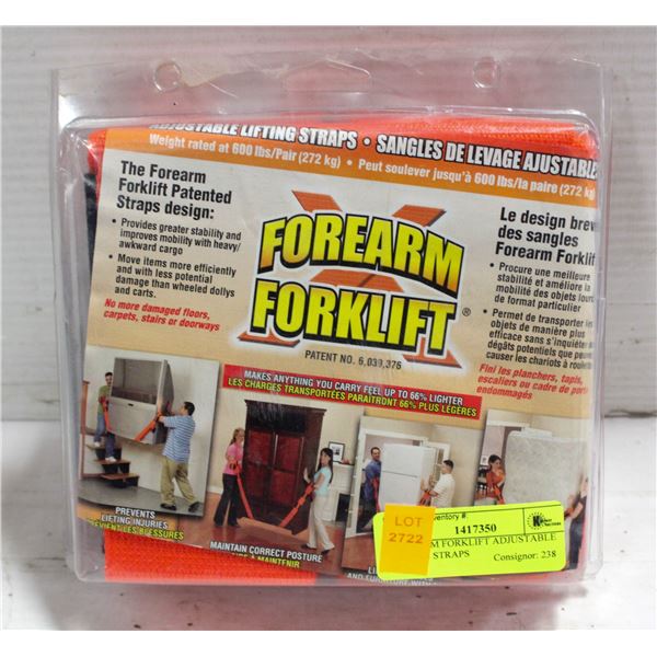 FOREARM FORKLIFT ADJUSTABLE LIFTING STRAPS