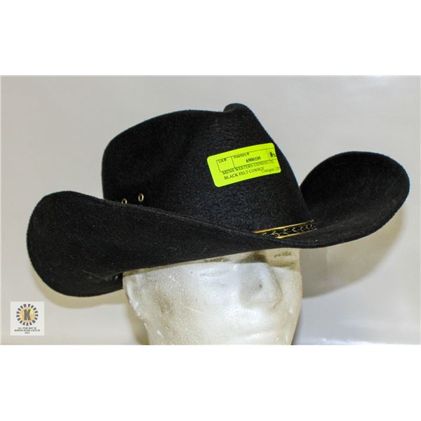 MENS WESTERN EXPRESS L/XL BLACK FELT COWBOY