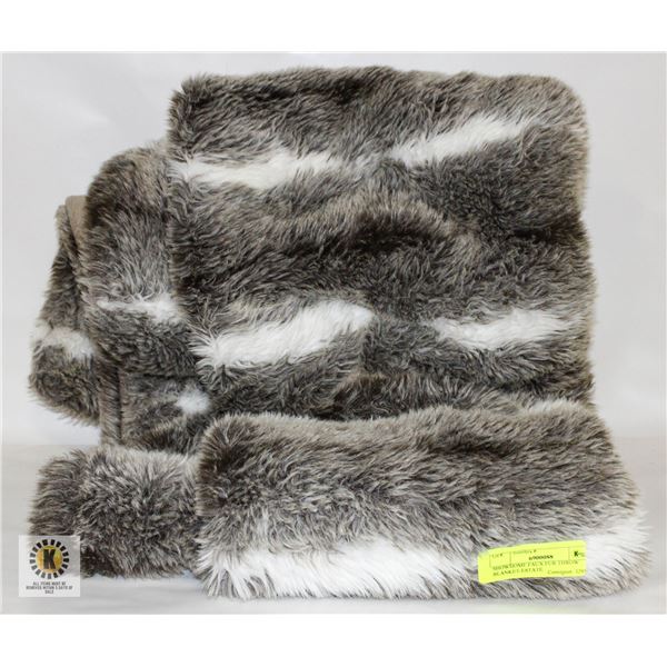 SHOWHOME FAUX FUR THROW BLANKET-ESTATE