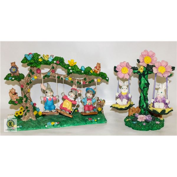 3 SWINGING EASTER BUNNY ORNAMENTS
