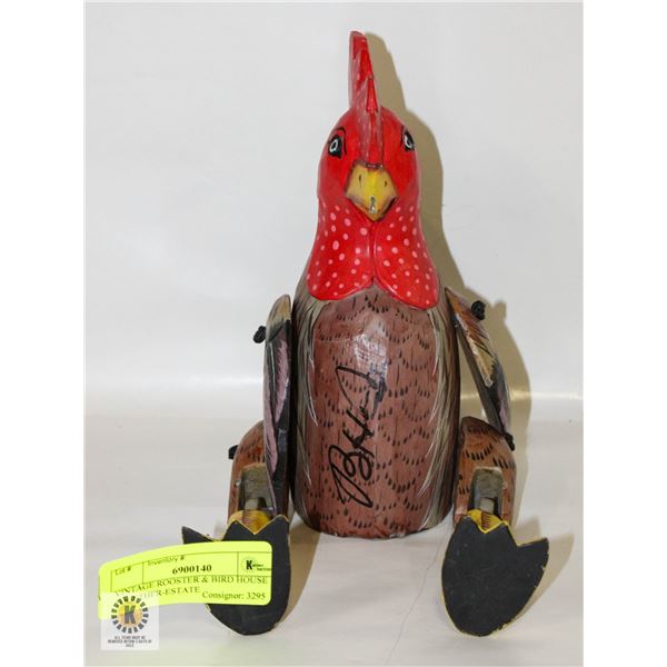 VINTAGE ROOSTER & BIRD HOUSE TOGETHER-ESTATE