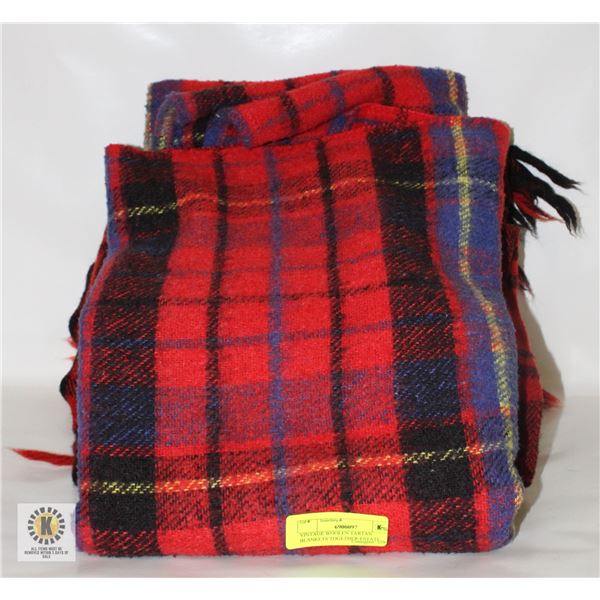 VINTAGE WOOLEN TARTAN BLANKETS TOGETHER-ESTATE