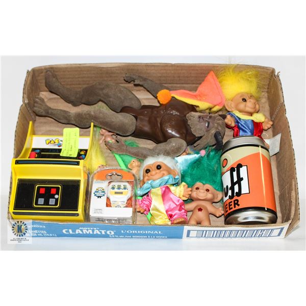 VINTAGE TROLLS, PAC MAN, DUFF CAN, DISPICABLE ME