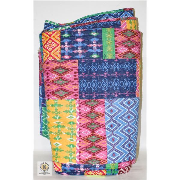 QUEEN SIZE MULTI COLOR PATCHWORK QUILT-ESTATE