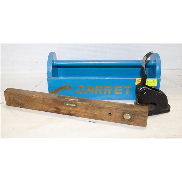 TOOL BOX WITH PUNCH SEAL AND WOODEN LEVEL