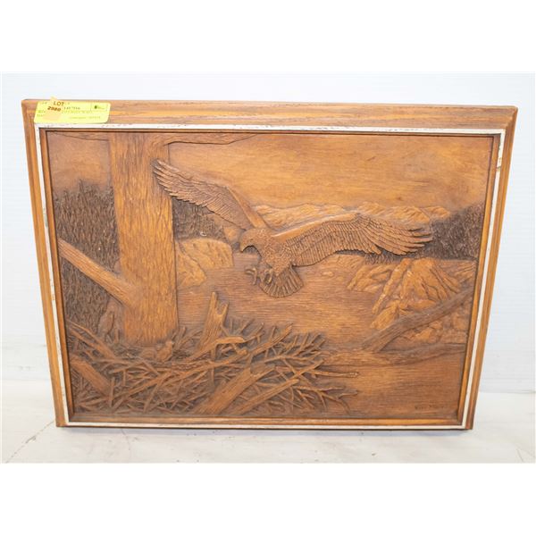 WOOD CARVED EAGLE WALL HANGING