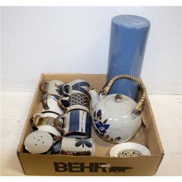 HANDMADE IN JAPAN TEA POT + MUGS SET WITH