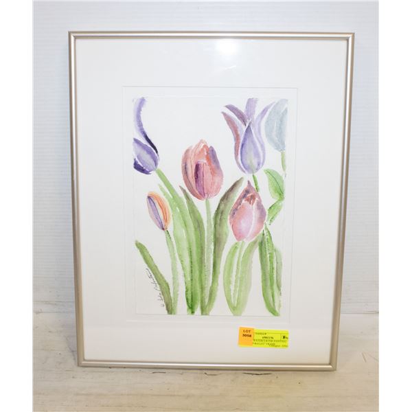 ORIG. WATERCLR/INK PAINTING "TULIP BALLET" FRAME