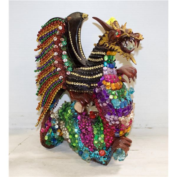 WOODEN BEDAZZLED DRAGON