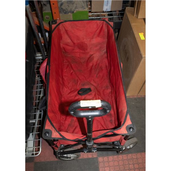 OZARK TRAIL FOLD-UP RED CANVAS GARDEN WAGON -